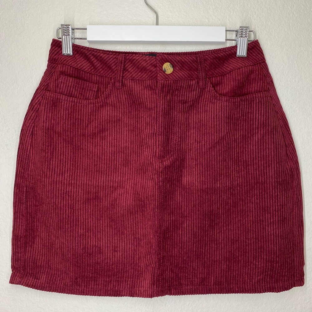 NWT Burgundy Corduroy Mini Skirt